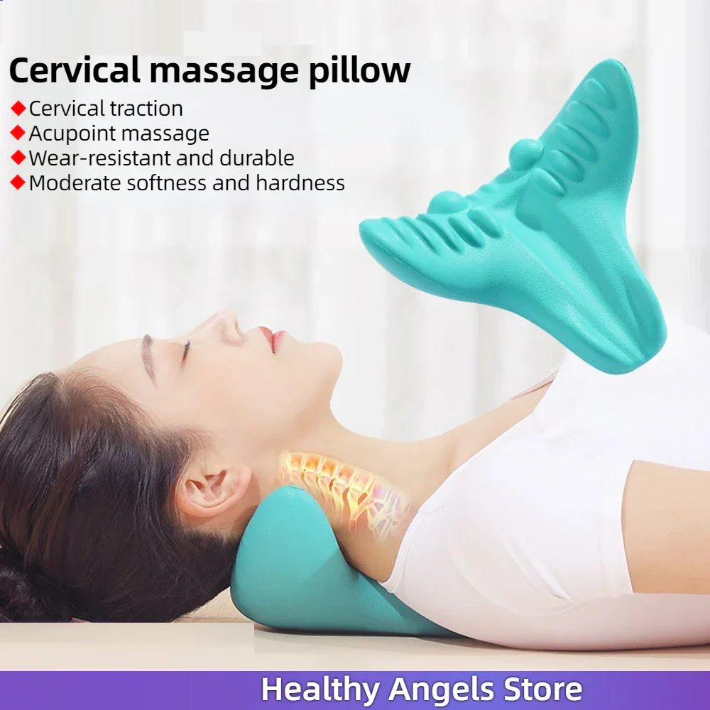 Neck and Shoulder Stretcher - Cervical Traction Massage Cushion for Spinal Alignment & Pain Relief