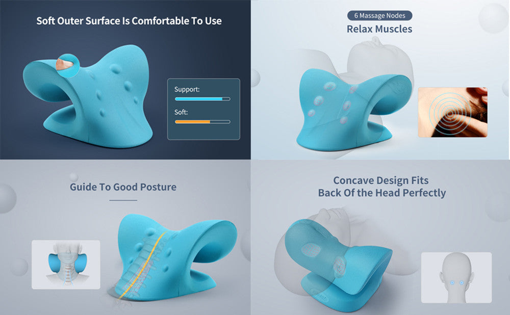 Neck and Shoulder Stretcher - Cervical Traction Massage Cushion for Spinal Alignment & Pain Relief