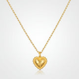 Necklace Gold Heart Hammered Pendant Chain Jewelry