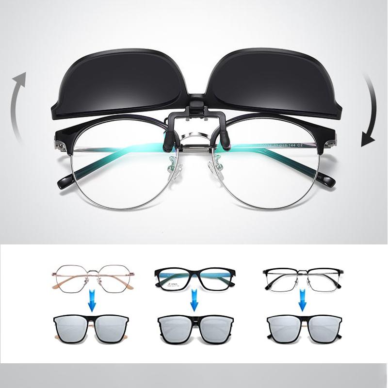 Premium Polarized Flip-Up Clip-On Sunglasses - UV Protection & Stylish Design
