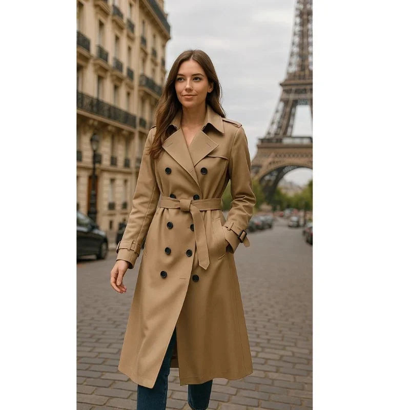 Women's belted trench coat, view 1
