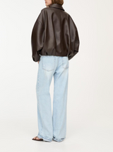 Women's belted leather jacket, view 3