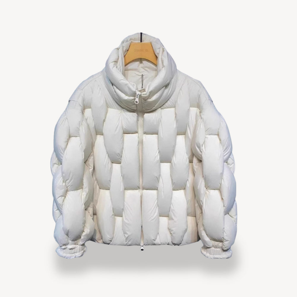 Women's zip-up puffer jacket, view 4