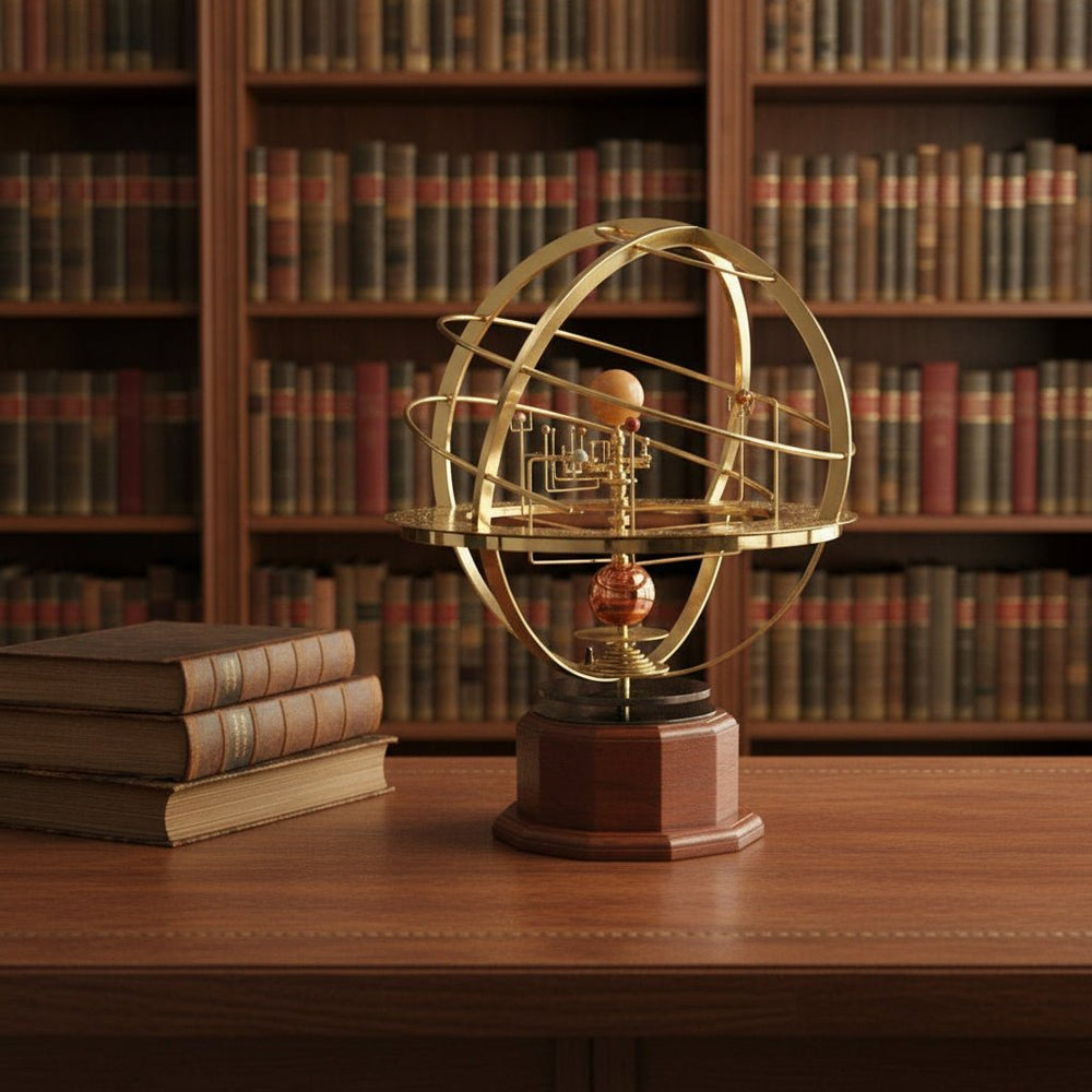NINEORBIT Brass Solar System Model - Exquisite Display with 5 Handcrafted Planets for Home Décor & Educational Use