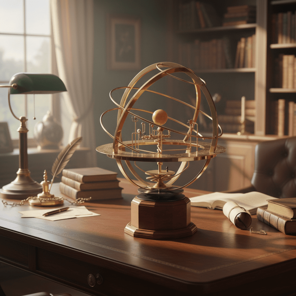 NINEORBIT Brass Solar System Model - Exquisite Display with 5 Handcrafted Planets for Home Décor & Educational Use