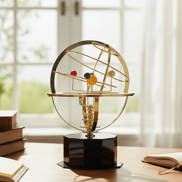 NINEORBIT Brass Solar System Model - Exquisite Display with 5 Handcrafted Planets for Home Décor & Educational Use