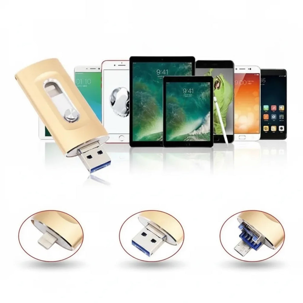 3-in-1 USB Flash Drive - Expand Storage for iPhone, Android & PC | High-Speed Data Transfer & Versatile Compatibility