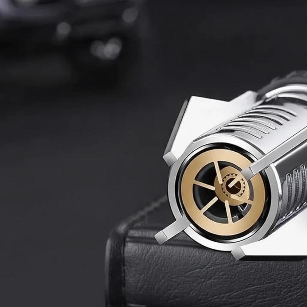 Windproof Jet Flame Gas Lighter – Refillable, 360° Nozzle, Metal Body