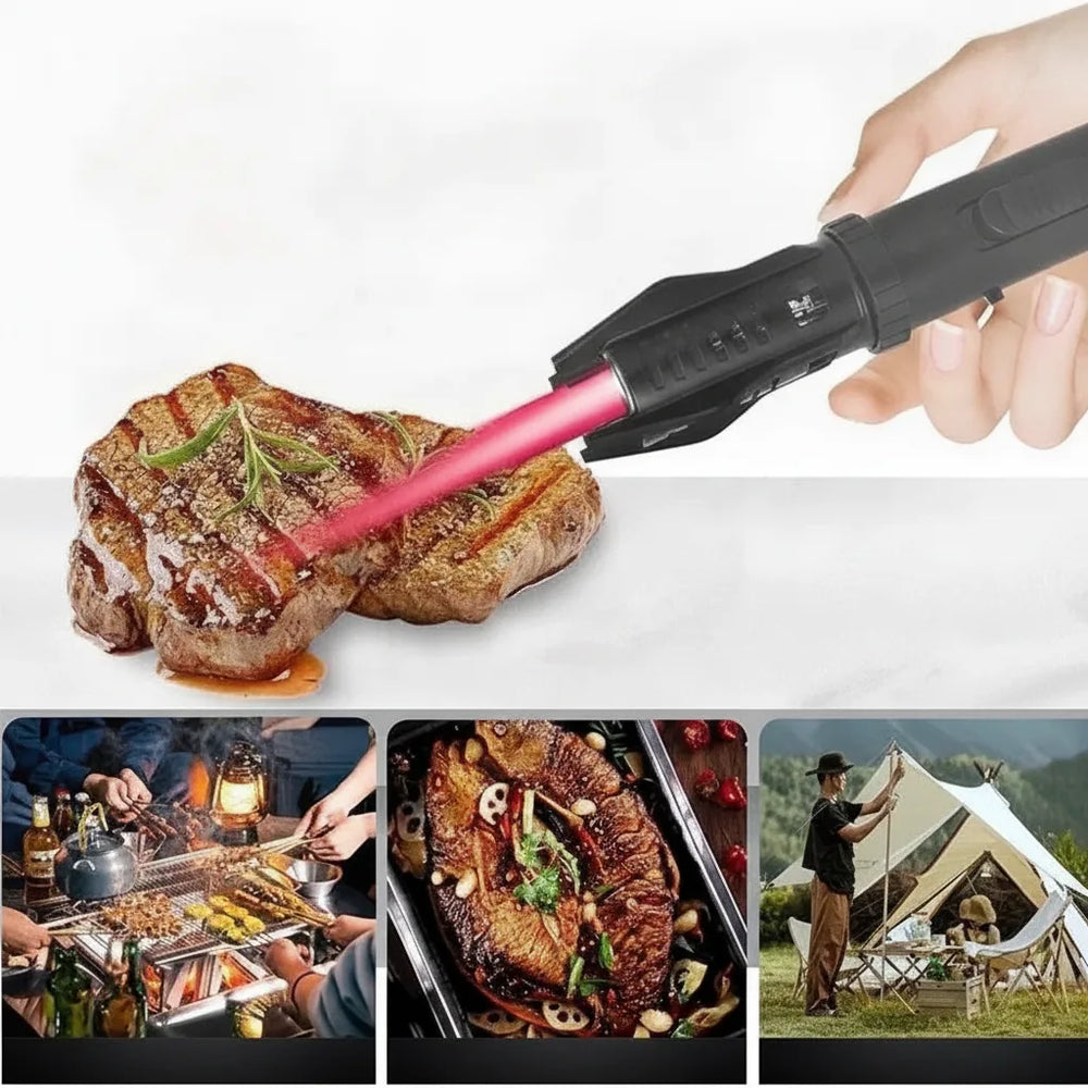 Windproof Jet Flame Gas Lighter – Refillable, 360° Nozzle, Metal Body