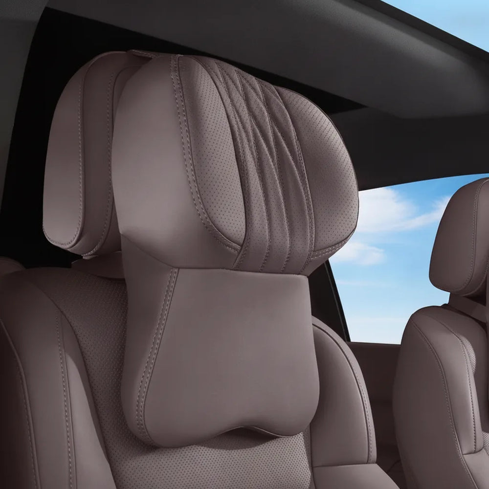 Car Headrest Neck Pillow – Memory Foam, Leather Cover, 42×26cm