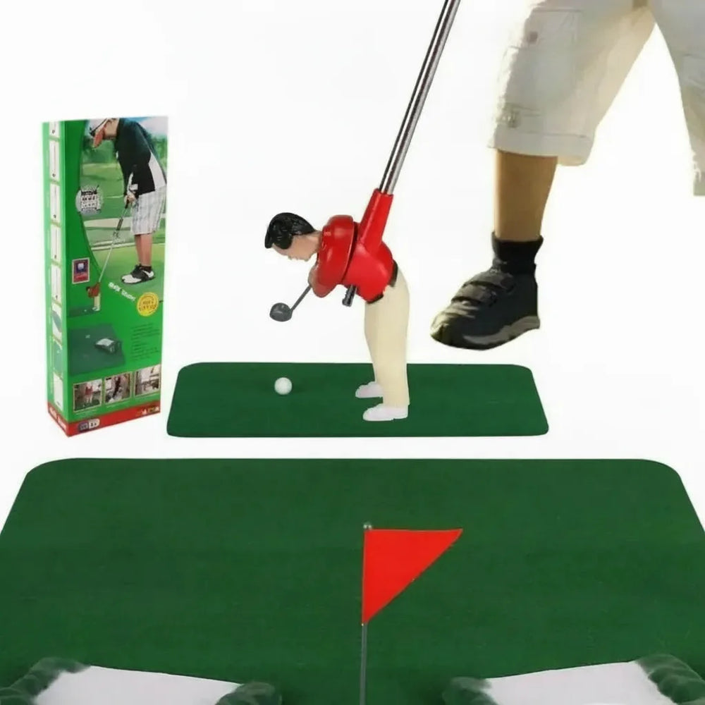 Indoor Golf Putting Set – 5 Clubs, 12 Balls & Putting Mat with Hazards