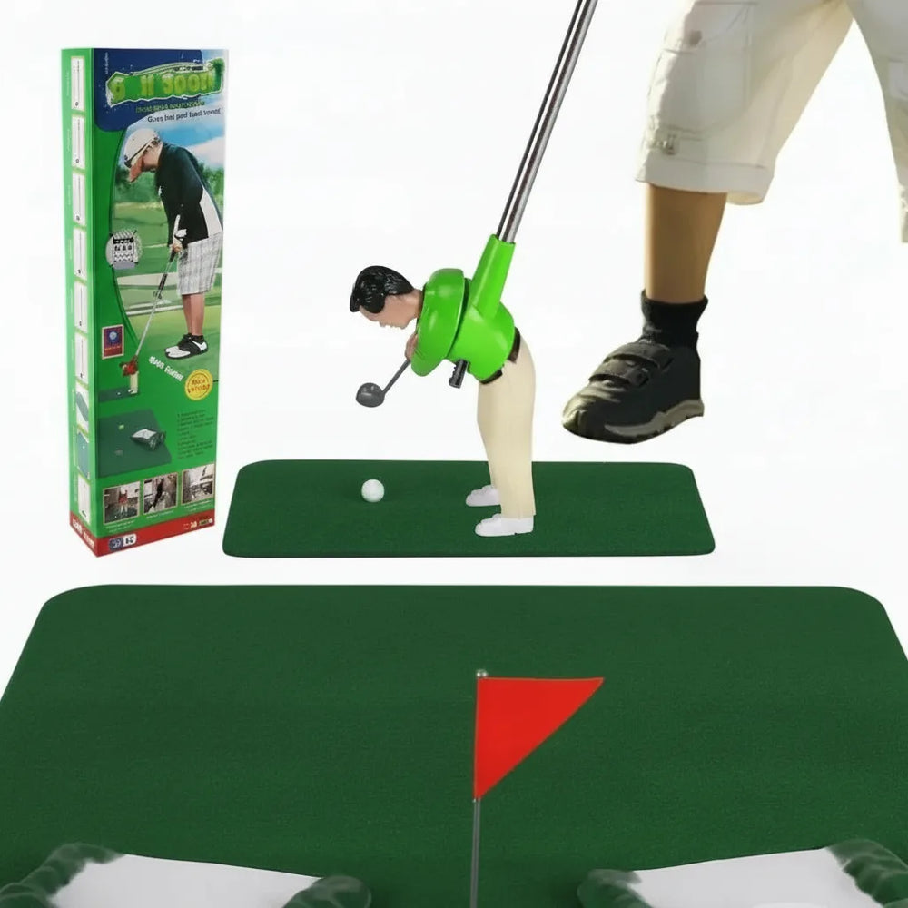 Indoor Golf Putting Set – 5 Clubs, 12 Balls & Putting Mat with Hazards