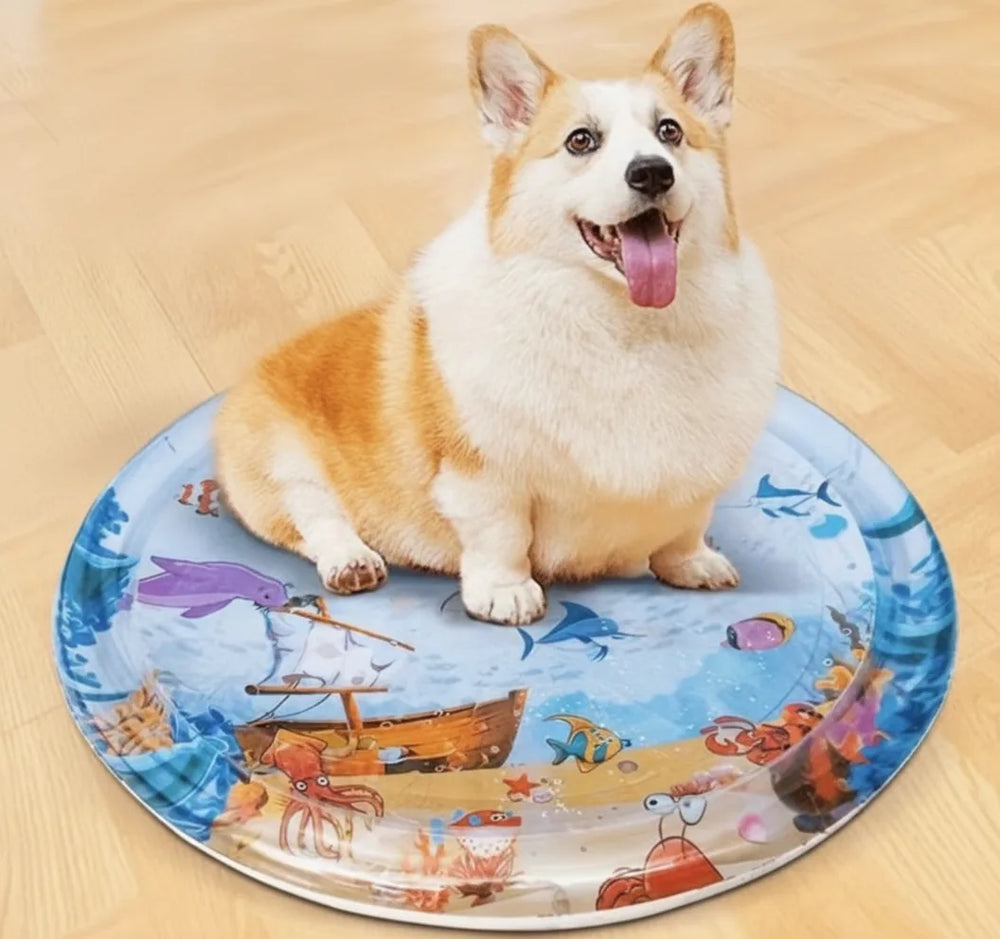 Pet Cooling Mat – Water-Filled, BPA-Free, 4 Ocean Designs, Summer Relief