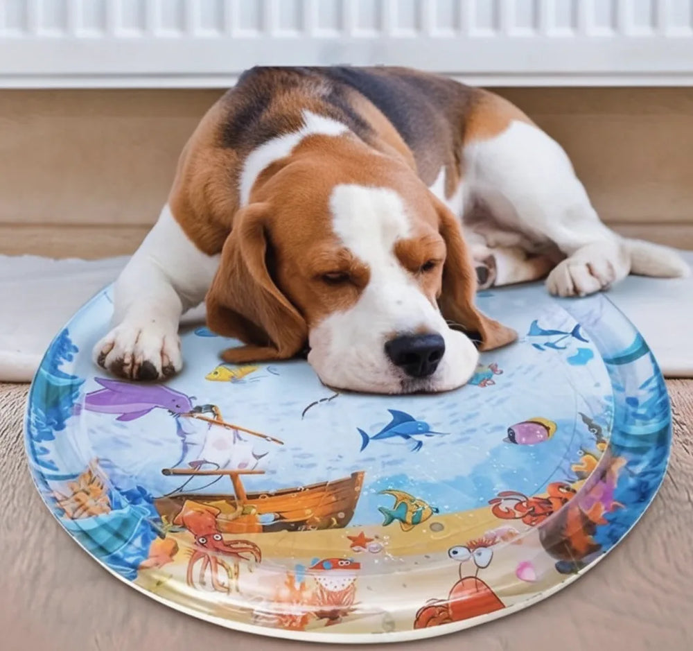 Pet Cooling Mat – Water-Filled, BPA-Free, 4 Ocean Designs, Summer Relief