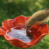 Vogeltränke aus Metall – Mohnblüten-Design für Garten & Balkon