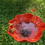Vogeltränke aus Metall – Mohnblüten-Design für Garten & Balkon