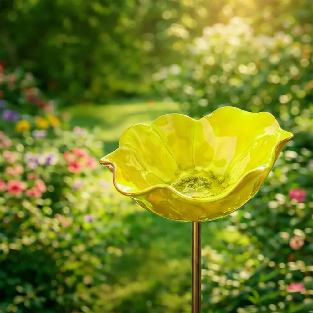 Vogeltränke aus Metall – Mohnblüten-Design für Garten & Balkon