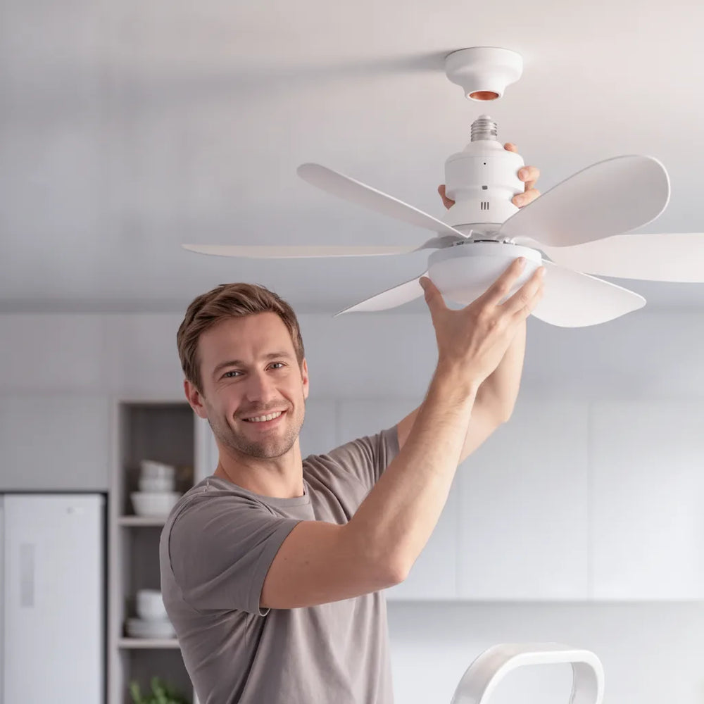 LED Ceiling Fan Light – Remote Control, Dimmable 3 Colors & E27 40W