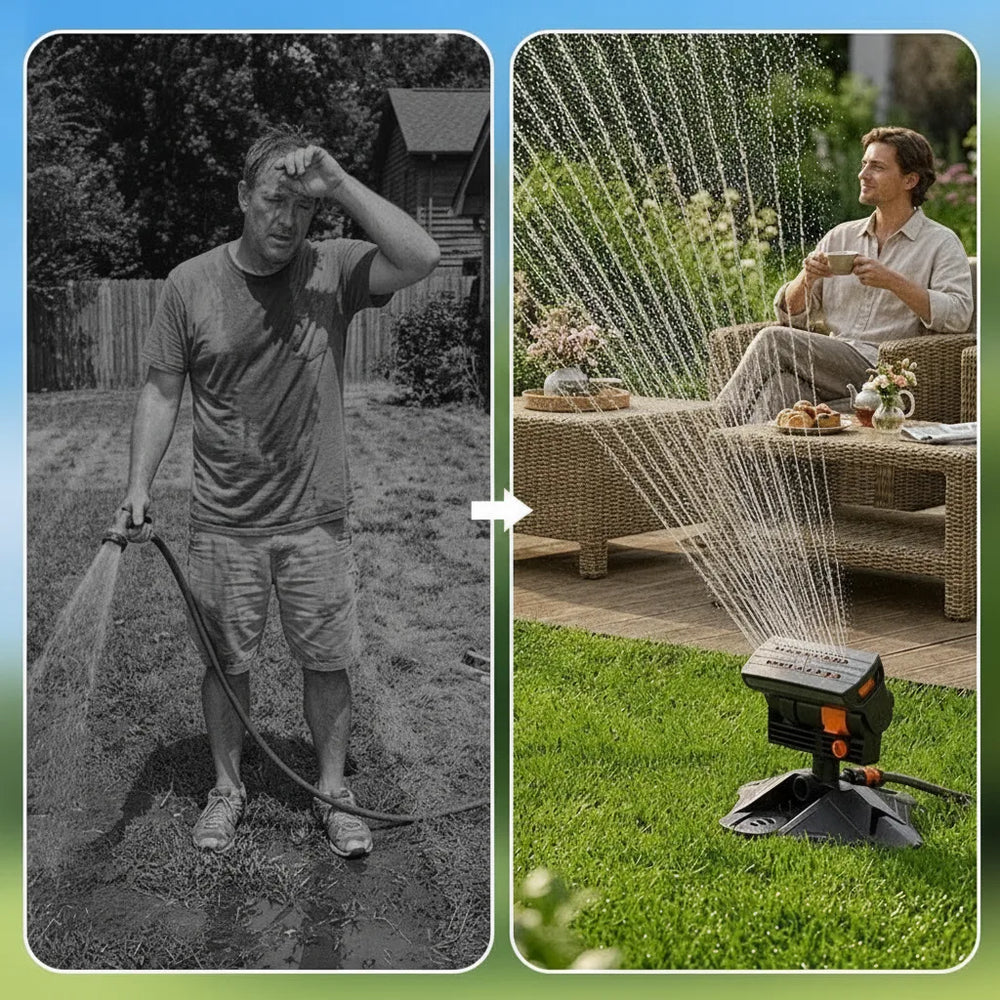 Oscillating Lawn Sprinkler – 16 Turbo Nozzles, 280m² Coverage & 4 Spray Modes