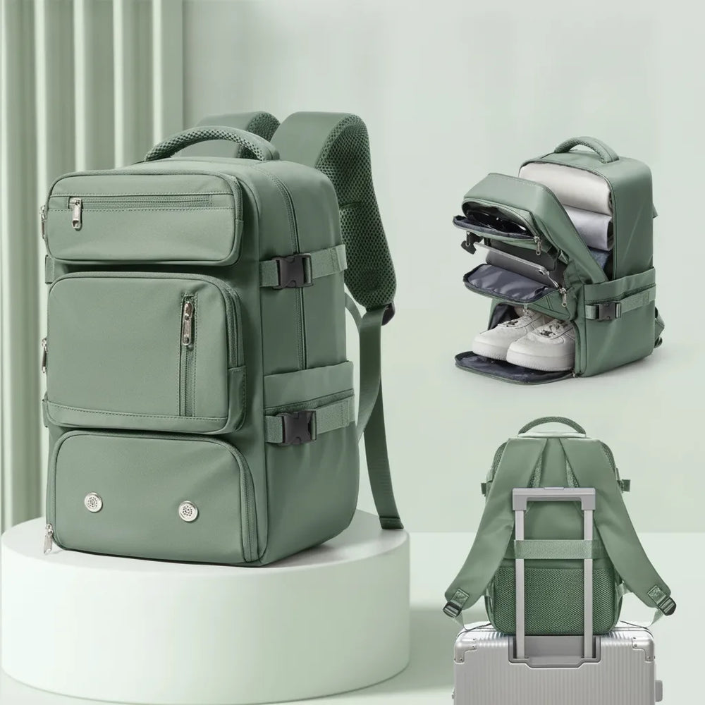Carry-On Travel Backpack – 40×20×25cm, Padded Laptop Compartment & Shoe Pocket