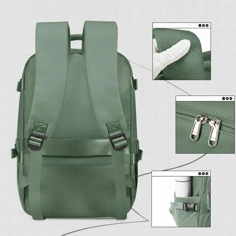Carry-On Travel Backpack – 40×20×25cm, Padded Laptop Compartment & Shoe Pocket