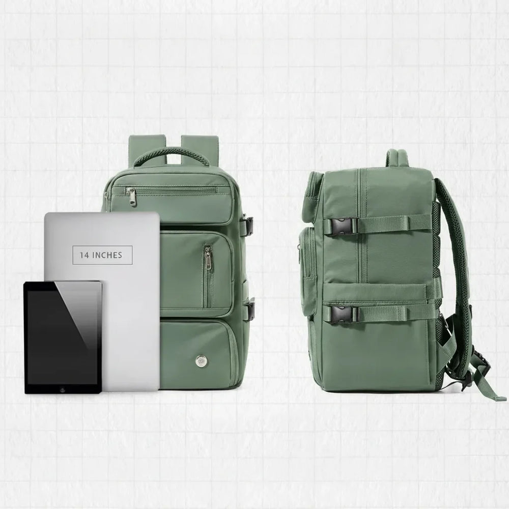 Carry-On Travel Backpack – 40×20×25cm, Padded Laptop Compartment & Shoe Pocket