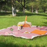 Waterproof Picnic Blanket – Polyester/Cotton, 150×100cm, Gingham with Lace Trim