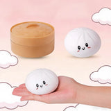 Baozi Dumpling Squeeze Toy – Soft Squishy, Steamer Basket Case & 10 Colors