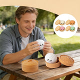 Baozi Dumpling Squeeze Toy – Soft Squishy, Steamer Basket Case & 10 Colors