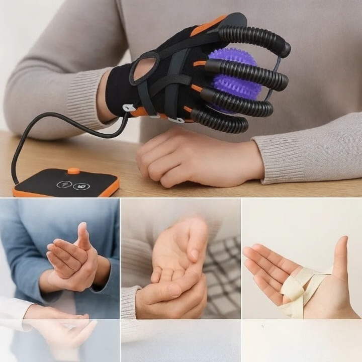 Hand Rehabilitation Trainer Glove – Pneumatic Finger Exercise, 5 Force Levels & 2400mAh Rechargeable