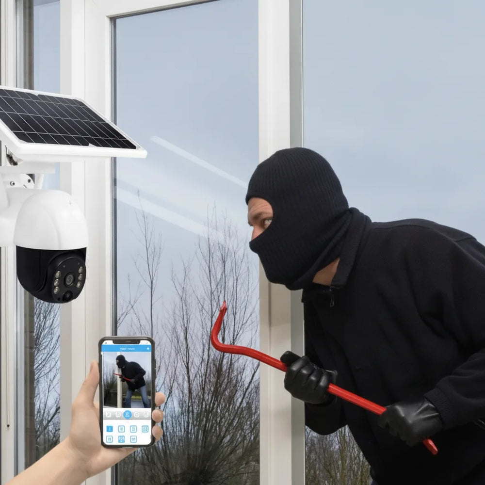 4K Solar Security Camera – Dual Lens 10x Zoom, 360° PTZ & IP66 Weatherproof