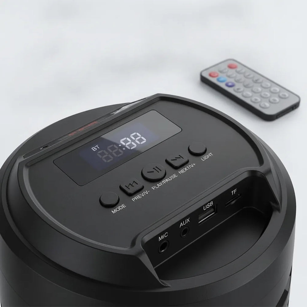 Portable Bluetooth Speaker with Microphone – 16W Sound, RGB Light & Remote Control