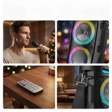 Portable Bluetooth Speaker with Microphone – 16W Sound, RGB Light & Remote Control
