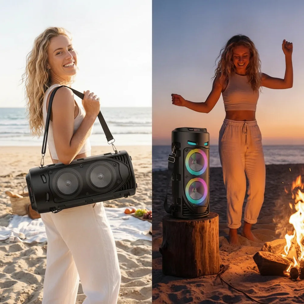 Portable Bluetooth Speaker with Microphone – 16W Sound, RGB Light & Remote Control
