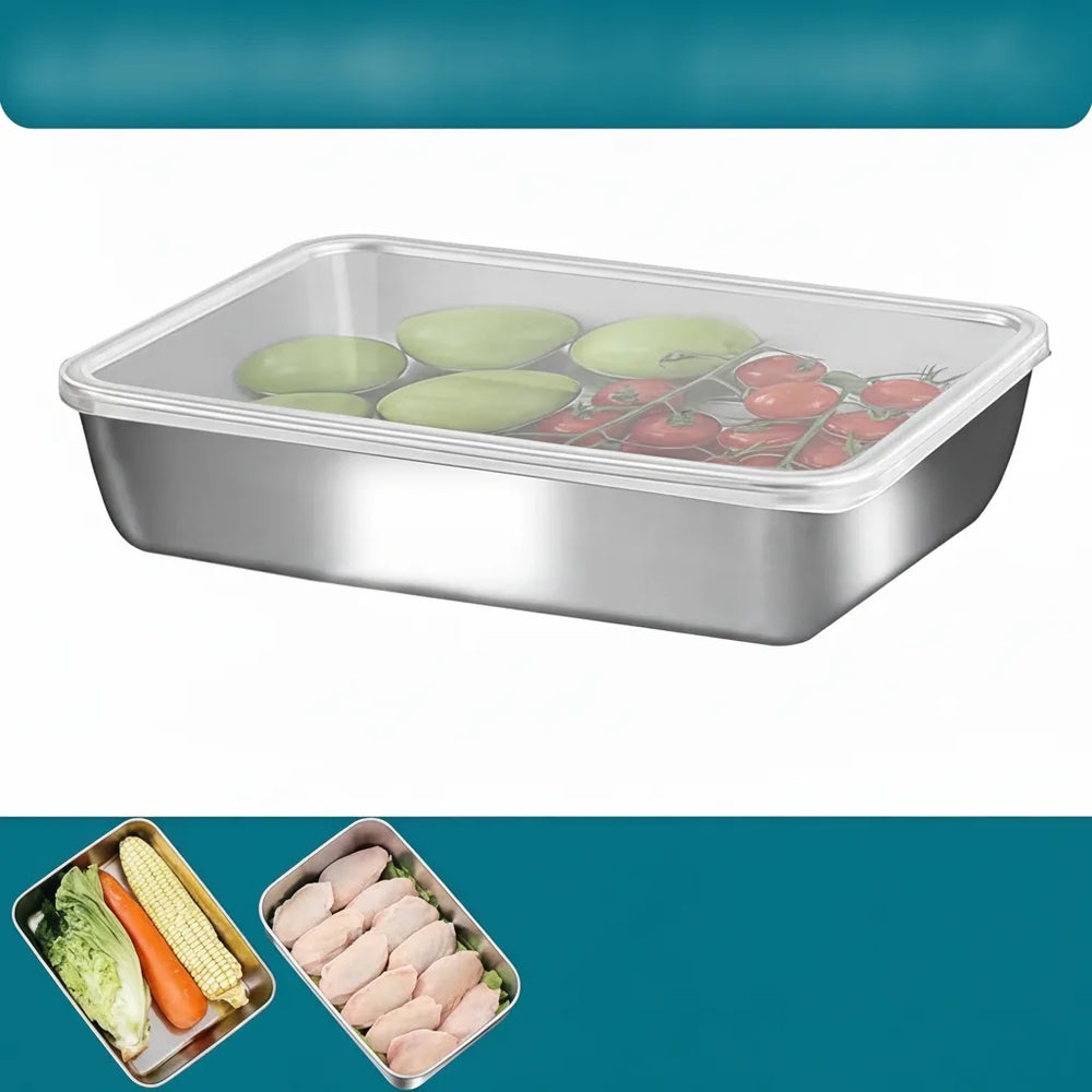 Stainless Steel Food Container Set – 3 Airtight Lids, Stackable & Dishwasher-Safe