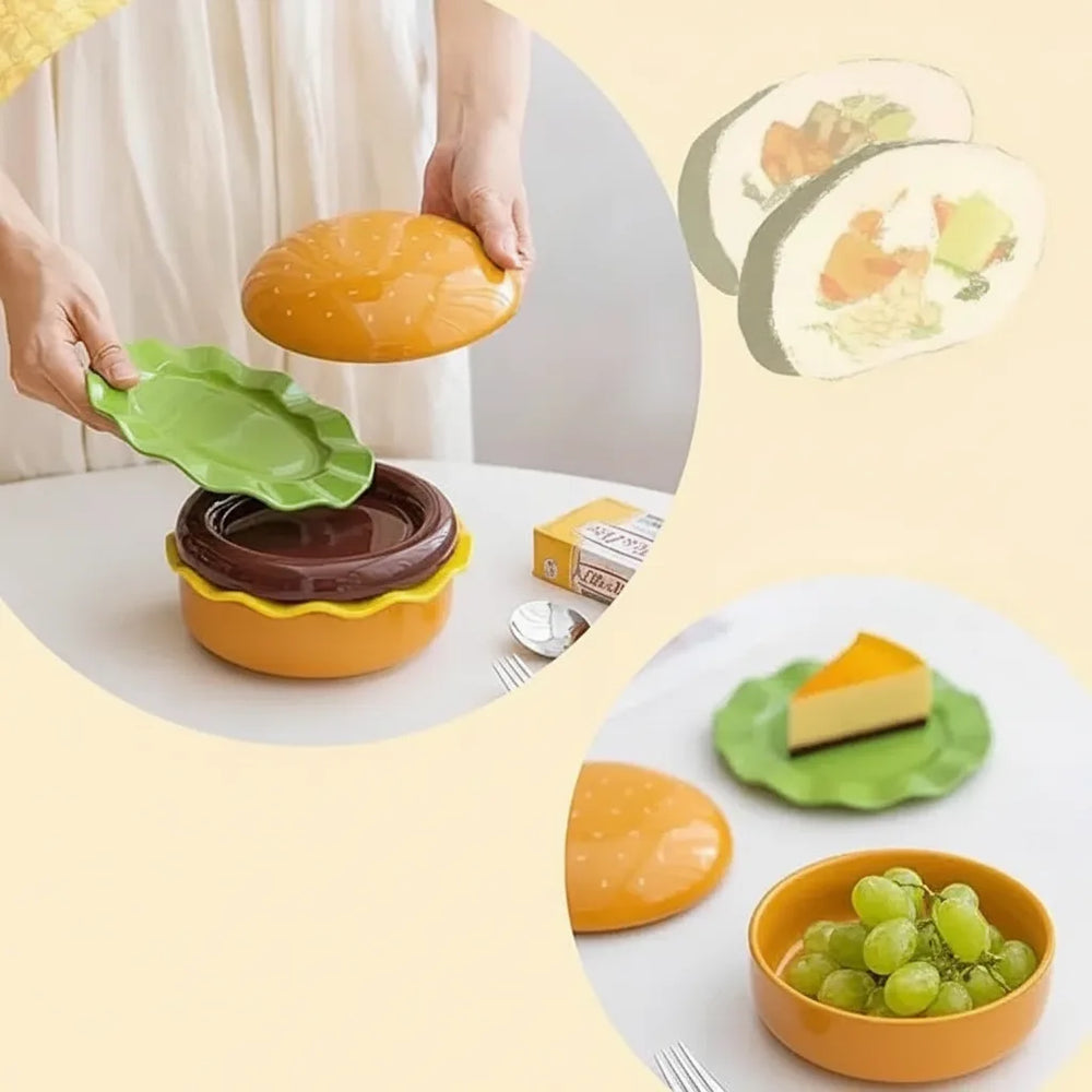Burger-Shaped Serving Set – Stackable Plastic, 5-Piece & 7-Piece Options