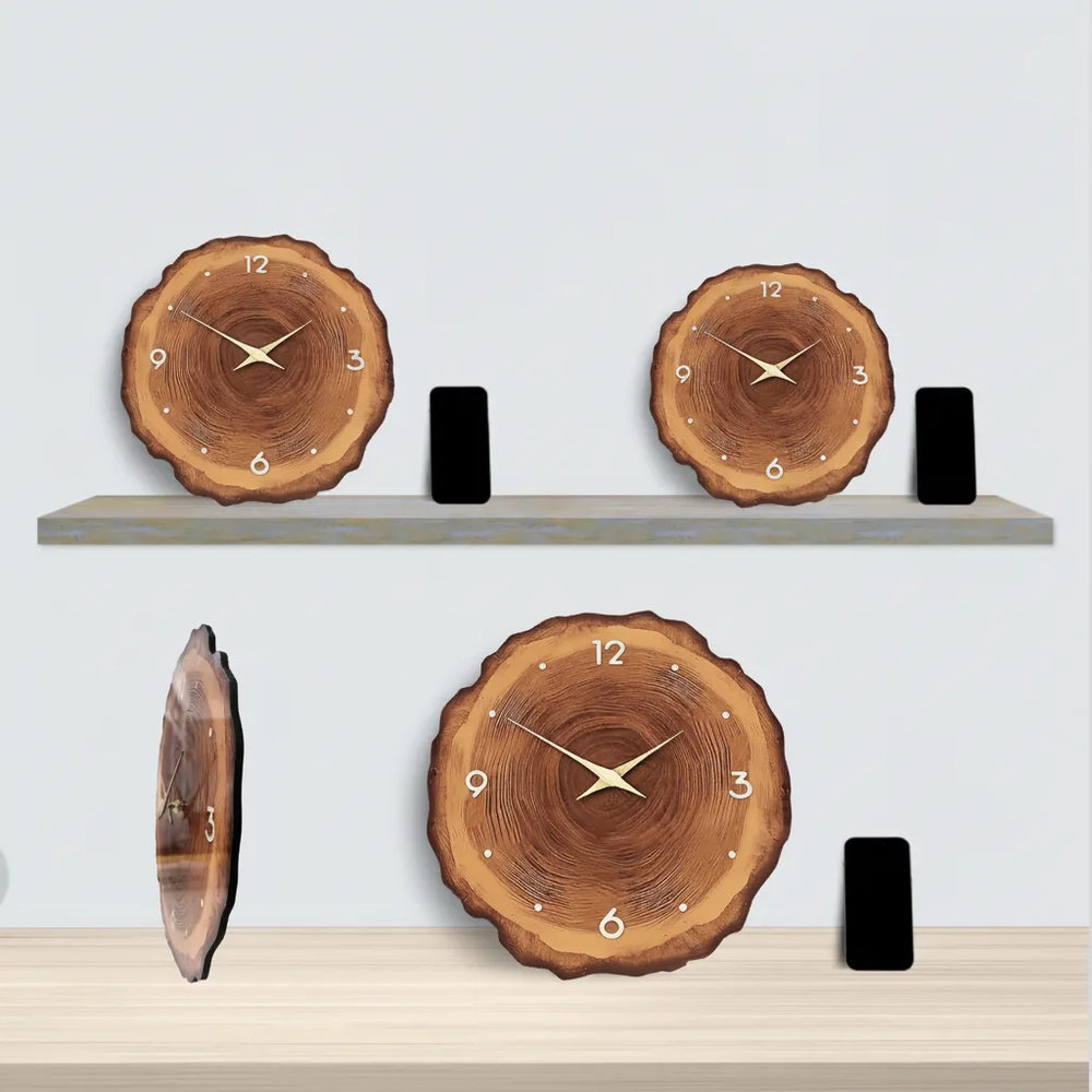 Tree Slice Wall Clock – Silent Quartz Movement, Wood Design & 30–41cm