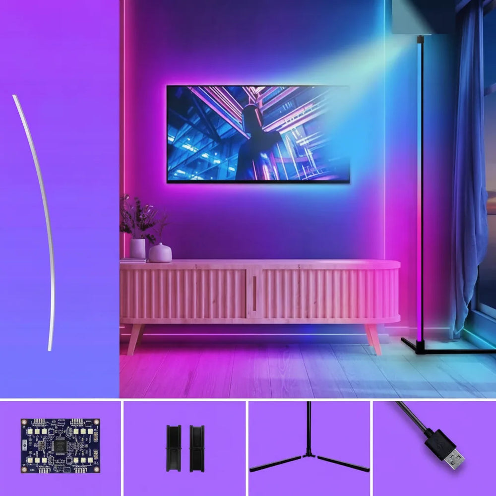 RGB LED Corner Floor Lamp – App Control, Music Sync & 16 Million Colors