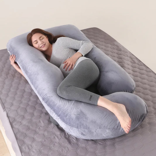 Pregnancy Pillow – G-Shape Full Body Support, Removable Velour Cover & Zipper