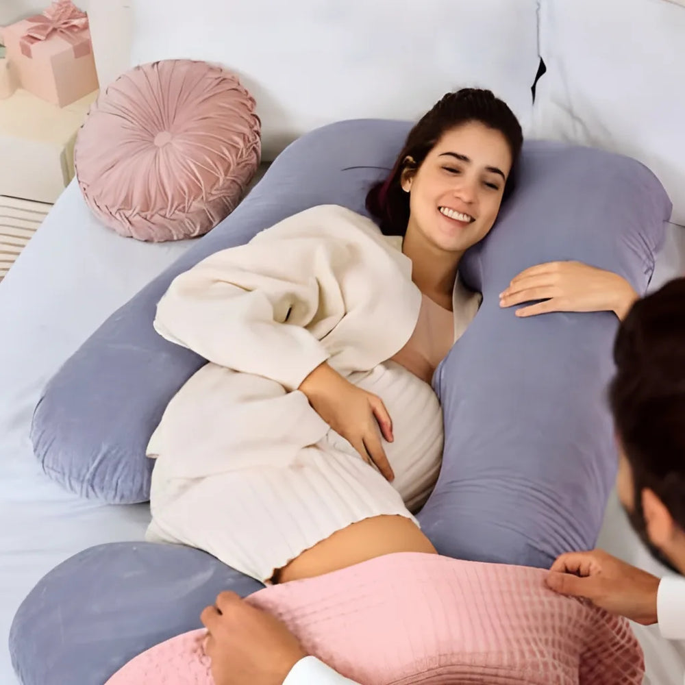 Pregnancy Pillow – G-Shape Full Body Support, Removable Velour Cover & Zipper