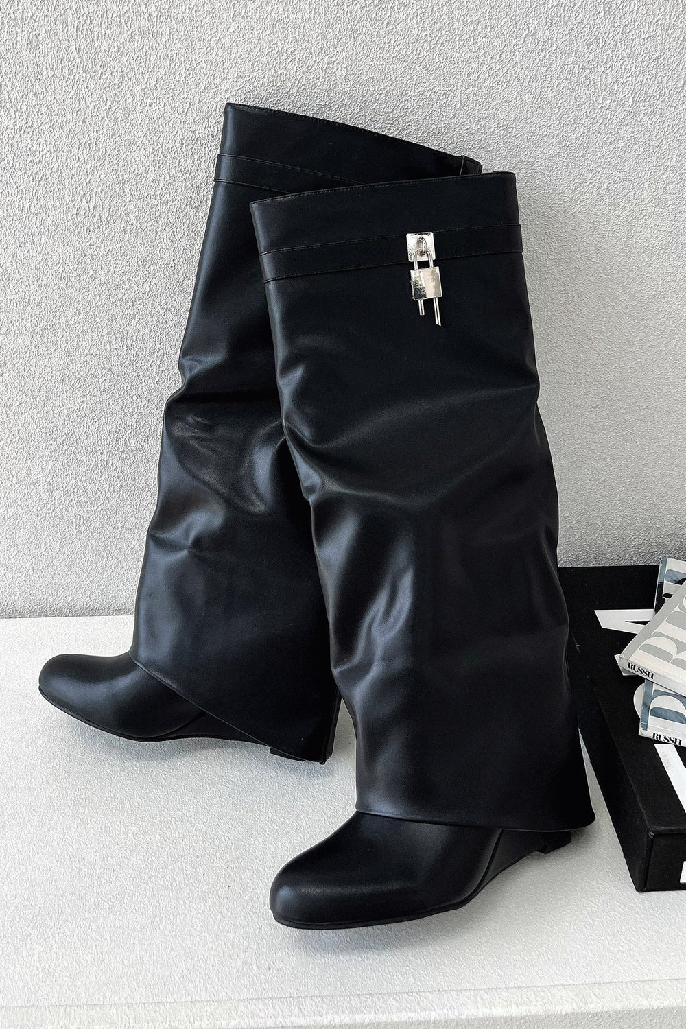 Women's block knee-high boots, view 3