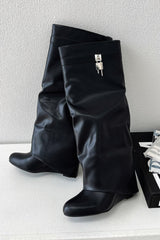 Women's block knee-high boots, view 3