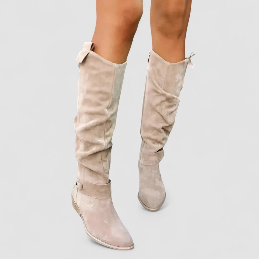 Women's block knee-high boots, view 2