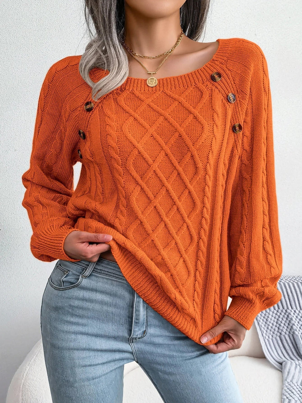 Women's cable-knit sweater, view 4
