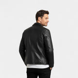 Men's zip-through leather jacket, view 5