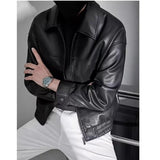 Men's zip-through leather jacket, view 6