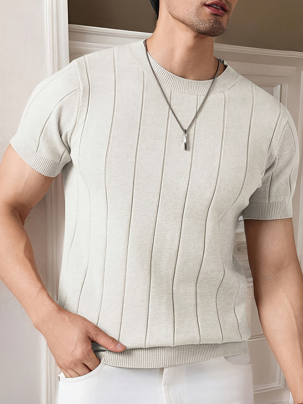 Men's longline sweater, view 3