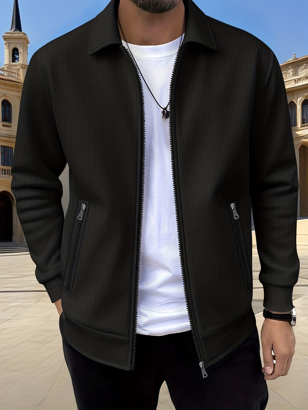 Men's zip-up coat, view 2