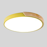 Round LED Ceiling Light – Scandinavian, Ø 23–30 cm & Warm White Wood Accent