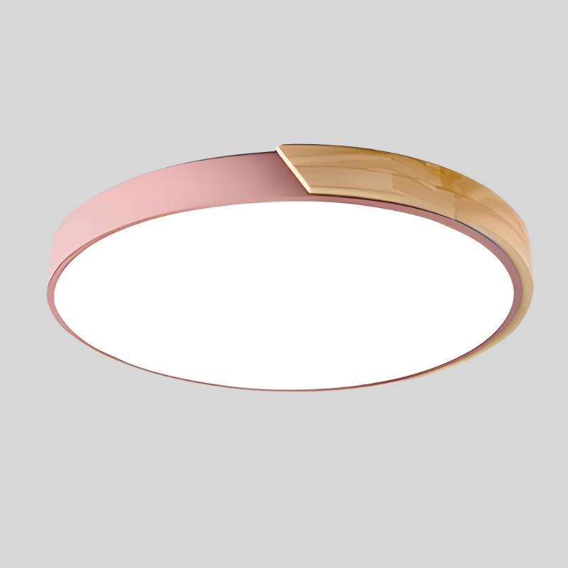 Round LED Ceiling Light – Scandinavian, Ø 23–30 cm & Warm White Wood Accent